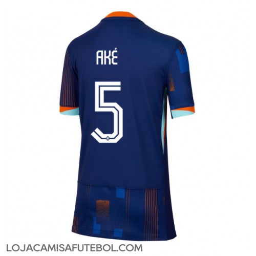 Camisa de Futebol Holanda Nathan Ake #5 Equipamento Secundário Mulheres Europeu 2024 Manga Curta